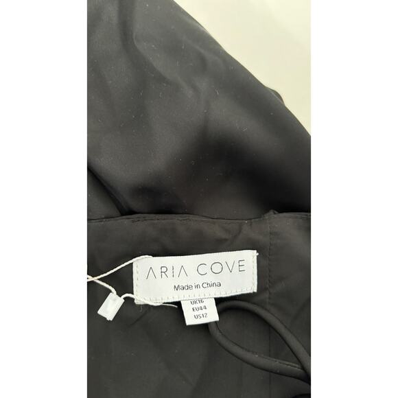 Aria Cove Taylor Satin Cami Mini Dress Oversized Bow Black White Womens Size 12 - Picture 11 of 14